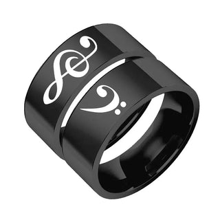 Fashion Couple Music Musical Note Finger Ring For Women and Men Stainless Steel Lovers Rings Halloween Gifts Jewelry Accesories