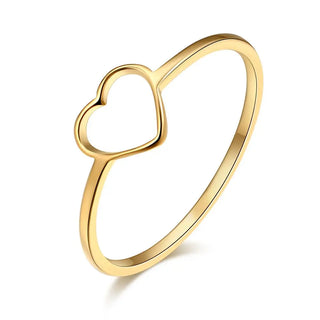 CACANA Stainless Steel Luckyoverflow Best Friend New Fashion Gold Color Heart Shaped Wedding Rings for Woman Jewelry Gift R349