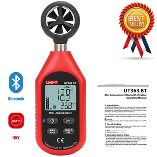 UNI-T UT363 UT363BT Mini Handheld Anemometer With Bluetooth Digital Wind Anemometers Speed Measurement Temperature Tester.