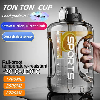 1700ML/2500ML/3800ML Fitness Cup Bpa Free Drinking Bottle Large Capacity Portable PC Sports Water Bottle With Straw