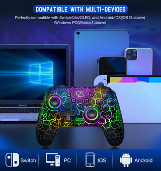 9 RGB Light Wireless Controller For Nintendo Switch/OLED/Lite/Android/IOS/ PC with Programmable Keys Switch Gamepad