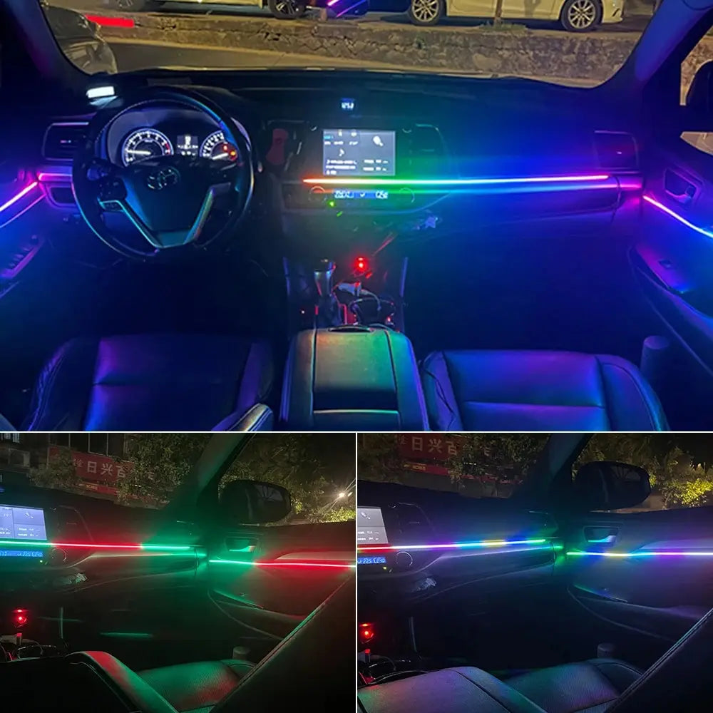 18 In 1 Symphony Streamer Car Ambient Lights Interior LED Acrylic Strip Light RGB 64 Color Decoration Atmosphere Lamp APP Remote