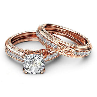 HOYON 18k Rose Gold Color Diamond Style Rings The Princess for Women Anillos Mujer Bijoux Femme Bague Ring Jewelry Couple Ring