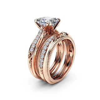 HOYON 18k Rose Gold Color Diamond Style Rings The Princess for Women Anillos Mujer Bijoux Femme Bague Ring Jewelry Couple Ring