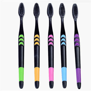 5PCS Soft-Bristle Toothbrush Bamboo Charcoal Antibacterial Oral Hygiene Care Deep Cleaning Portable Travel Eco Friendly