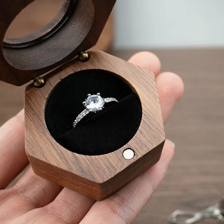 Love Black Walnut Wood Jewelry Storage Box Personality Creative Chinese Style Wooden Ring Box Heart-shaped Ring Case