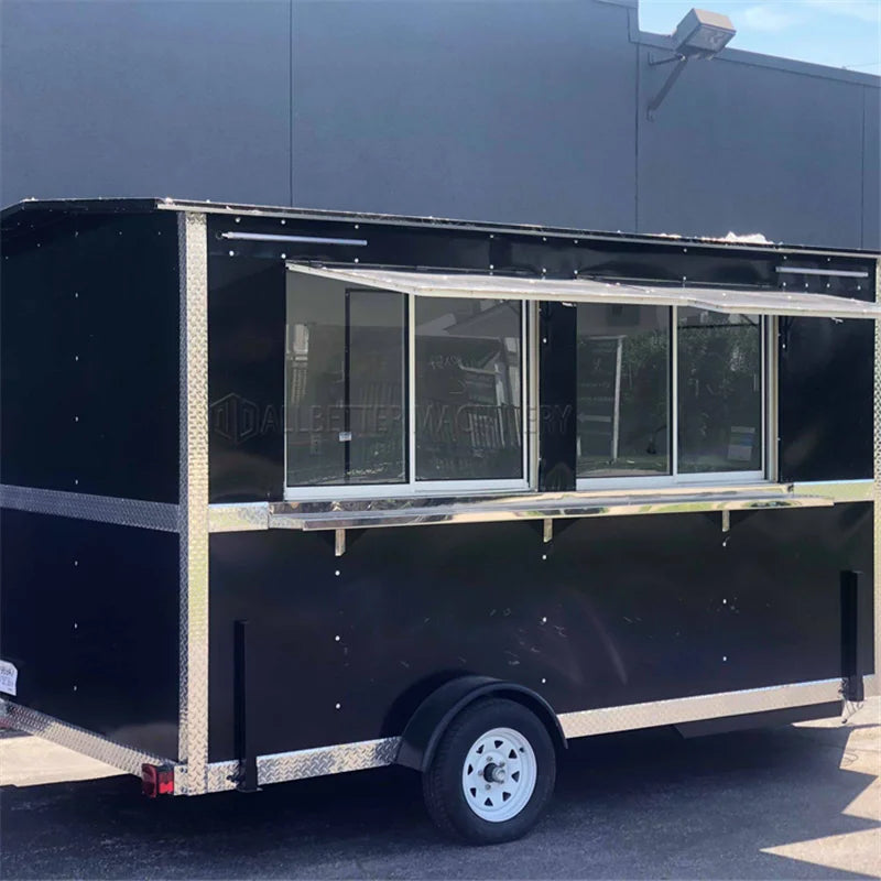 Taco Food Kitchen Trailer Mobile Pizza BBQ Grill Full Equipment Restaurant Food Truck with Air Conditioner Square Food Cart