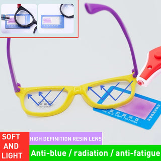 Anti Blue Light Kids Glasses Children Boy Girls Filter Soft Frame Square Computer Optical Frame Reflective Blocking Eyeglasses