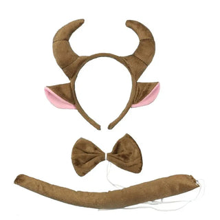 3 Pcs/set Cow Animal Headwear Set Kids Girls Boys Headbands Bow Tie Halloween Children Day Dress Up Decoration Headband Gifts