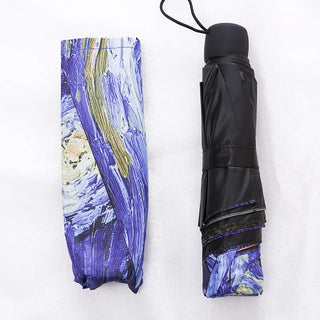 Van Gogh Art Painting Umbrella Women Men Sun Paraguas Anti UV Vinyl Fold Rain Umbrellas Outdoor Parasol For Kids Gifts