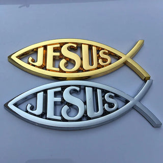 Car Universal Jesus Christian Fish Symbol 3D Logo Decal Badge Sticker Truck Decorative Styling Accessories for Auto Household