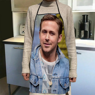 Custom Ryan Gosling Kitchen Apron Dinner Party Cooking Apron Adult Baking Accessories Waterproof Fabric Printed Cleaning Tools