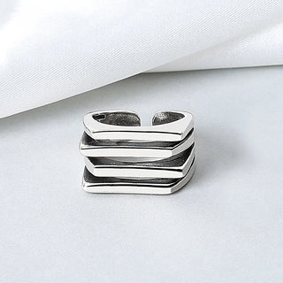 LIVVY Silver Color  Multilayer Simple Geometric  Rings Charm Women Trendy Jewelry Vintage Party Accessories Gifts