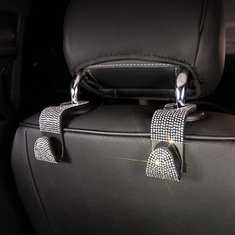 Rhinestone Car Seat Hook Headrest Storage Hanger Stainless Holder Hanging for Bags Organizer Auto Interior Accessories