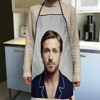 Custom Ryan Gosling Kitchen Apron Dinner Party Cooking Apron Adult Baking Accessories Waterproof Fabric Printed Cleaning Tools