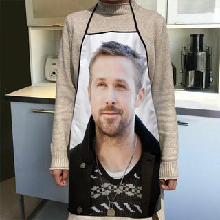 Custom Ryan Gosling Kitchen Apron Dinner Party Cooking Apron Adult Baking Accessories Waterproof Fabric Printed Cleaning Tools