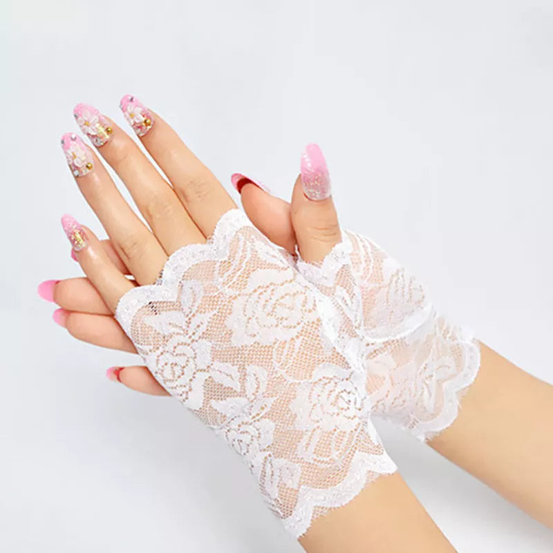 Fashion Sailor Dance Long Fingerless Womens Sexy Lace Gloves Ladies Half Finger Fishnet Gloves Mesh Mitten Handschoenen guantes