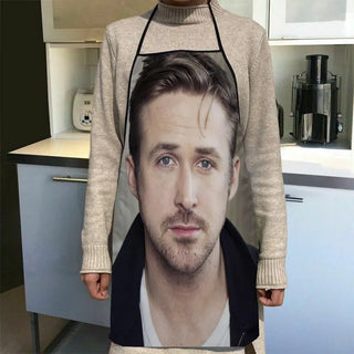 Custom Ryan Gosling Kitchen Apron Dinner Party Cooking Apron Adult Baking Accessories Waterproof Fabric Printed Cleaning Tools