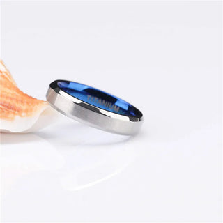 Pure Titanium Men Women Ring Silver Color Blue Inside Classic 4/6mm Wedding Rings Engraving Provide Drop Shipping