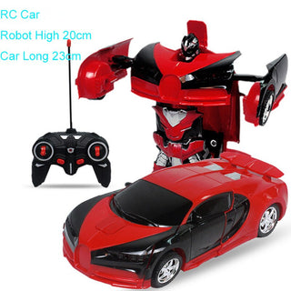 24CM 1:18 RC Car Toy Remote Transformation Robot One Key Deformation Electric Remote-controlled Toy Police Cars for Kids Boy E01