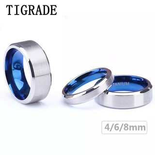 Pure Titanium Men Women Ring Silver Color Blue Inside Classic 4/6mm Wedding Rings Engraving Provide Drop Shipping