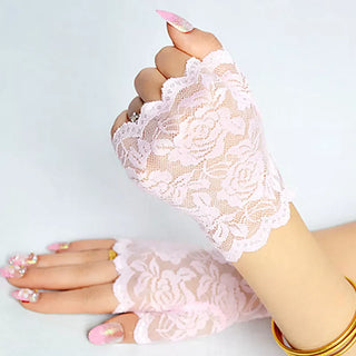 Fashion Sailor Dance Long Fingerless Womens Sexy Lace Gloves Ladies Half Finger Fishnet Gloves Mesh Mitten Handschoenen guantes