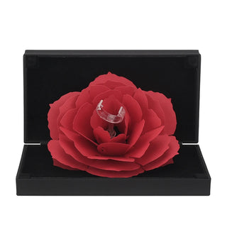 3D Fashion Elegant Rings Joyful Red Box Wedding Engagement Case Rose Flower Gift For Love Jewelry Display Storage Holder