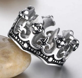 Vintage Silver Color Crown Ring for Women and Men Casual Fashion Jewelry Friends Gift