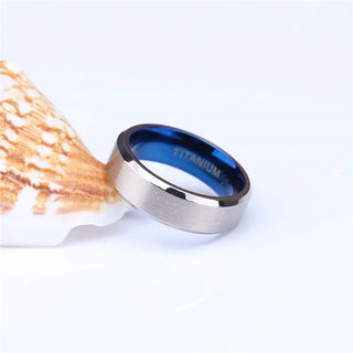 Pure Titanium Men Women Ring Silver Color Blue Inside Classic 4/6mm Wedding Rings Engraving Provide Drop Shipping