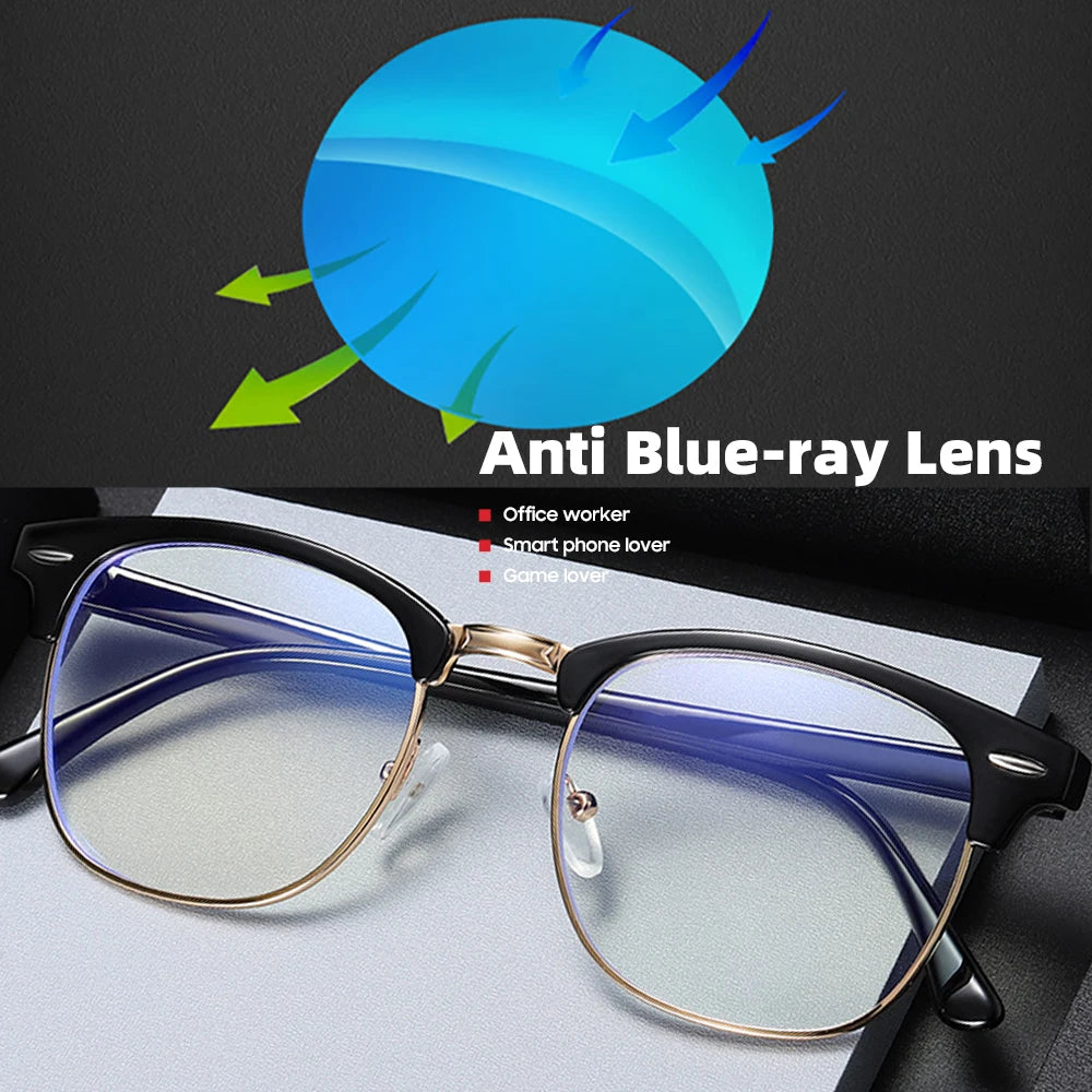 VIVIBEE Vintage Anti Blue Light Blocking Glasses Men Square Ray Filter Women Gaming Eyeglasses Black Frames Computer Eyewear