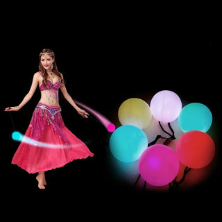 Ruoru 2 pieces = 1 pair belly dance balls RGB glow LED POI thrown balls for belly dance hand props stage performance accessories