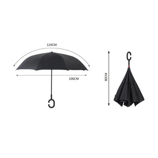 2023 Folding Long Shank Double Layer Inverted Umbrella Windproof Reverse C-Hook male golf umbrella reverse Umbrellas For Car