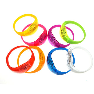 20PCS Fluorescent Bracelets Sound Control Led Flashing Silicone Bracelet Vibration Bangle Christmas DJ wedding Party Decoration