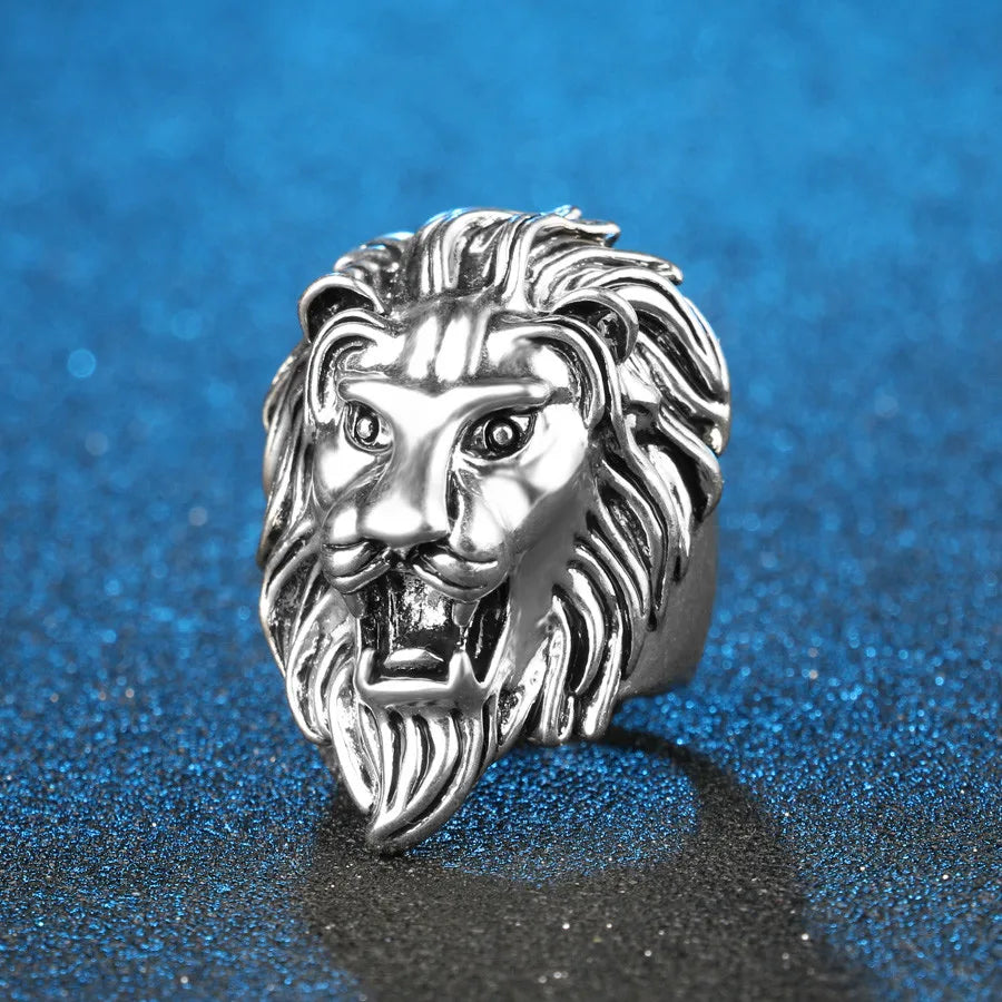 Fashion Punk Rock Lion Biker Ring Hip Hop Big  Animal Ring Men Accessories Vintage Jewelry 2018