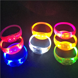 20PCS Fluorescent Bracelets Sound Control Led Flashing Silicone Bracelet Vibration Bangle Christmas DJ wedding Party Decoration