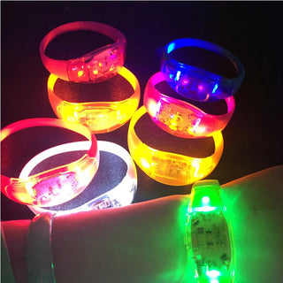 20PCS Fluorescent Bracelets Sound Control Led Flashing Silicone Bracelet Vibration Bangle Christmas DJ wedding Party Decoration