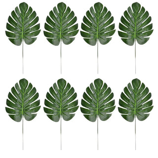 10pcs Fake Faux Artificial Tropical Palm Leaves Green Monstera Leaves for Home Kitchen Party Decorations Handcrafts wedding DIY