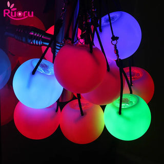 Ruoru 2 pieces = 1 pair belly dance balls RGB glow LED POI thrown balls for belly dance hand props stage performance accessories