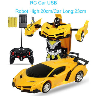 24CM 1:18 RC Car Toy Remote Transformation Robot One Key Deformation Electric Remote-controlled Toy Police Cars for Kids Boy E01