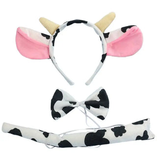 3 Pcs/set Cow Animal Headwear Set Kids Girls Boys Headbands Bow Tie Halloween Children Day Dress Up Decoration Headband Gifts