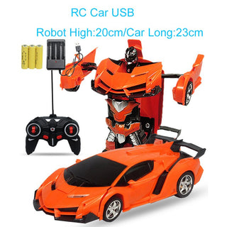 24CM 1:18 RC Car Toy Remote Transformation Robot One Key Deformation Electric Remote-controlled Toy Police Cars for Kids Boy E01