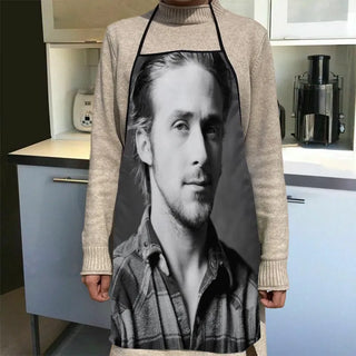 Custom Ryan Gosling Kitchen Apron Dinner Party Cooking Apron Adult Baking Accessories Waterproof Fabric Printed Cleaning Tools