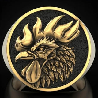 Vintage  Domineering Rooster Head Finger Rings for Men Personality Hip Hop Chicken Animal Biker Ring Banquet Jewelry Party Gifts