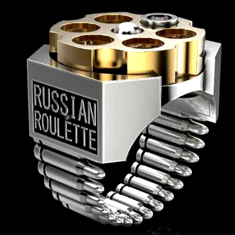 Fashion Mechanical Russian Roulette Bullet Ring Men Punk Cool Metal Gold Silver Color Finger Rings Hip Hop Rock Jewelry