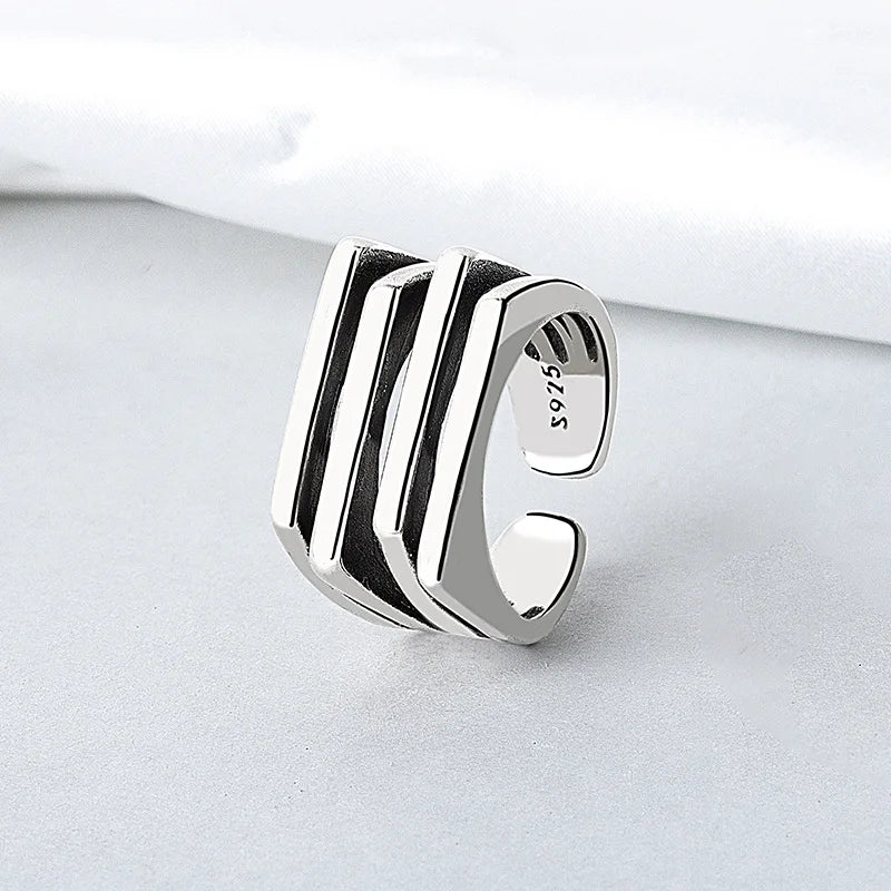 LIVVY Silver Color  Multilayer Simple Geometric  Rings Charm Women Trendy Jewelry Vintage Party Accessories Gifts