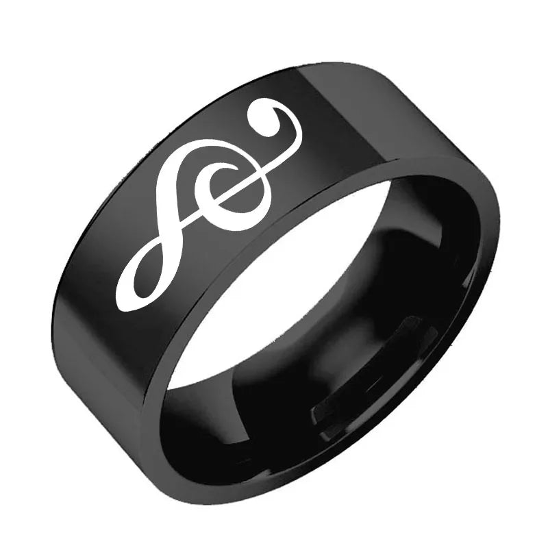 Fashion Couple Music Musical Note Finger Ring For Women and Men Stainless Steel Lovers Rings Halloween Gifts Jewelry Accesories