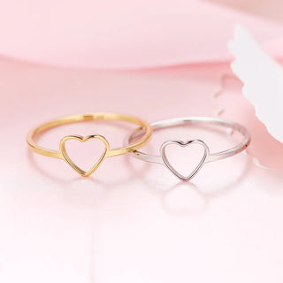 CACANA Stainless Steel Luckyoverflow Best Friend New Fashion Gold Color Heart Shaped Wedding Rings for Woman Jewelry Gift R349