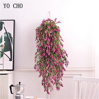 YO CHO Artificial Flower Vine Hanging Garland Plant Fake Lavender White Green Plant Twigs Hanging Vine Home Garden Wedding Decor