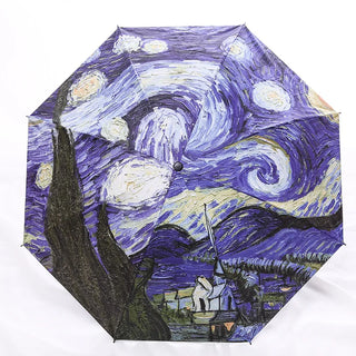 Van Gogh Art Painting Umbrella Women Men Sun Paraguas Anti UV Vinyl Fold Rain Umbrellas Outdoor Parasol For Kids Gifts