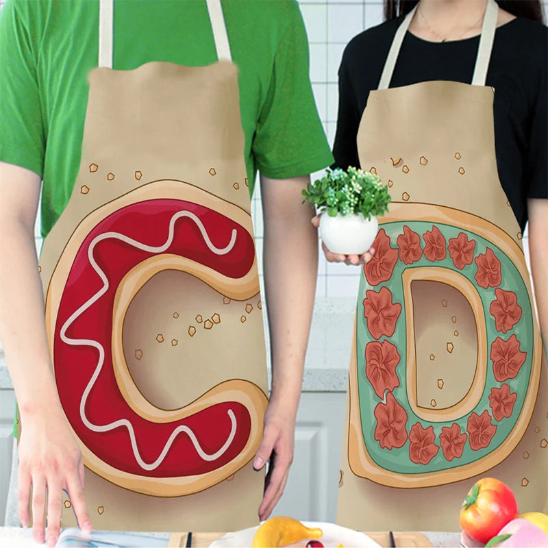 1Pcs Letter Pattern Kitchen Apron Sleeveless Cotton Linen Kids Aprons For Cooking Baking bbq Home Cleaning Tools 66x47cm 47x38cm